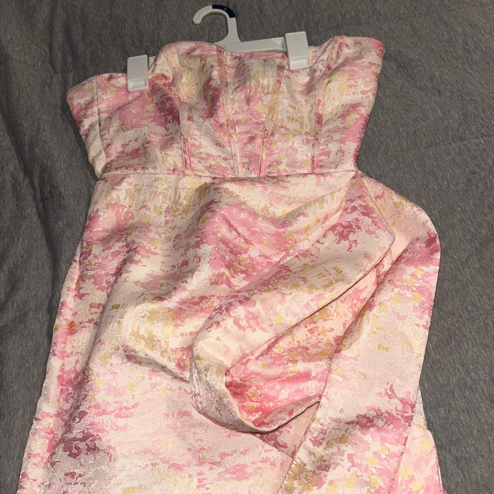 Strapless Pink and Gold Dress